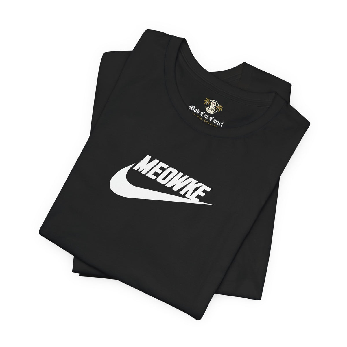 Meowke Essentials Chest Logo T-Shirt in black, folded