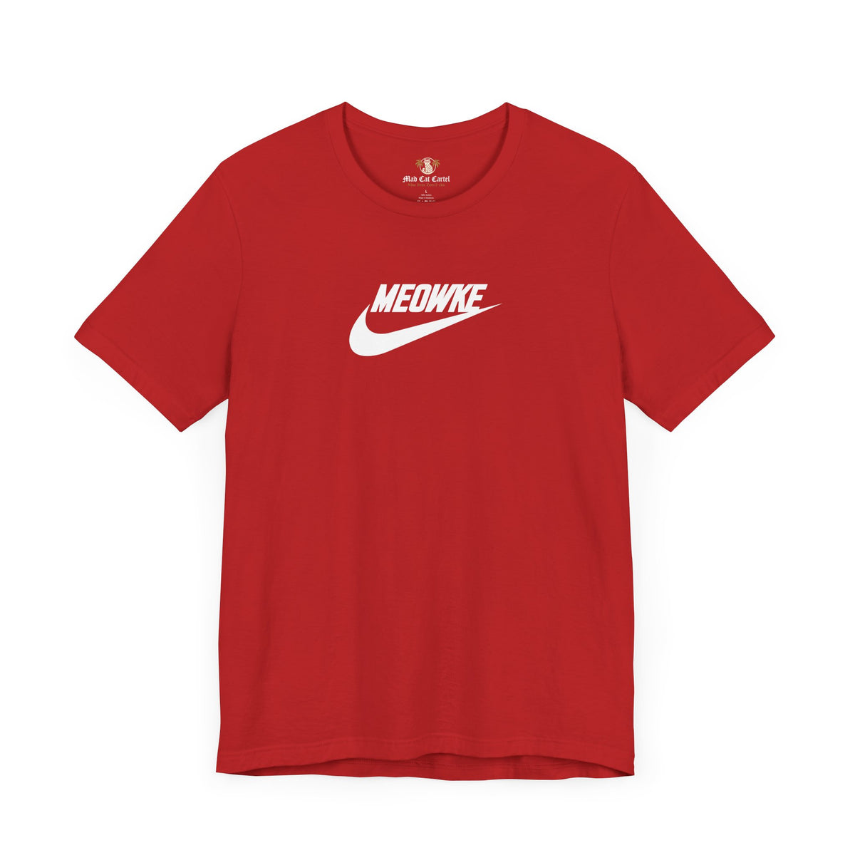 Meowke Essentials Chest Logo T-Shirt in red, front view