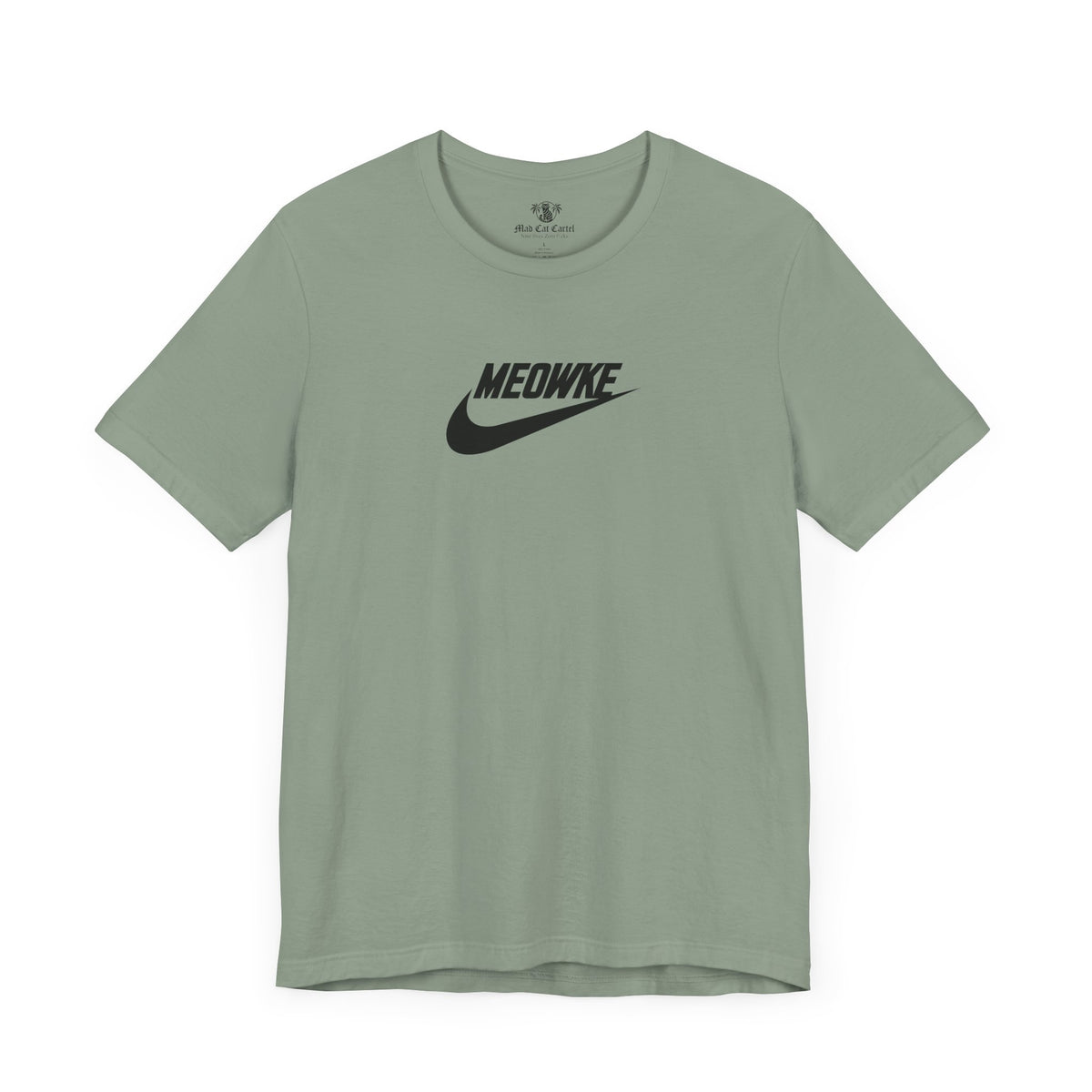 Meowke Essentials Chest Logo T-Shirt in sage, front view