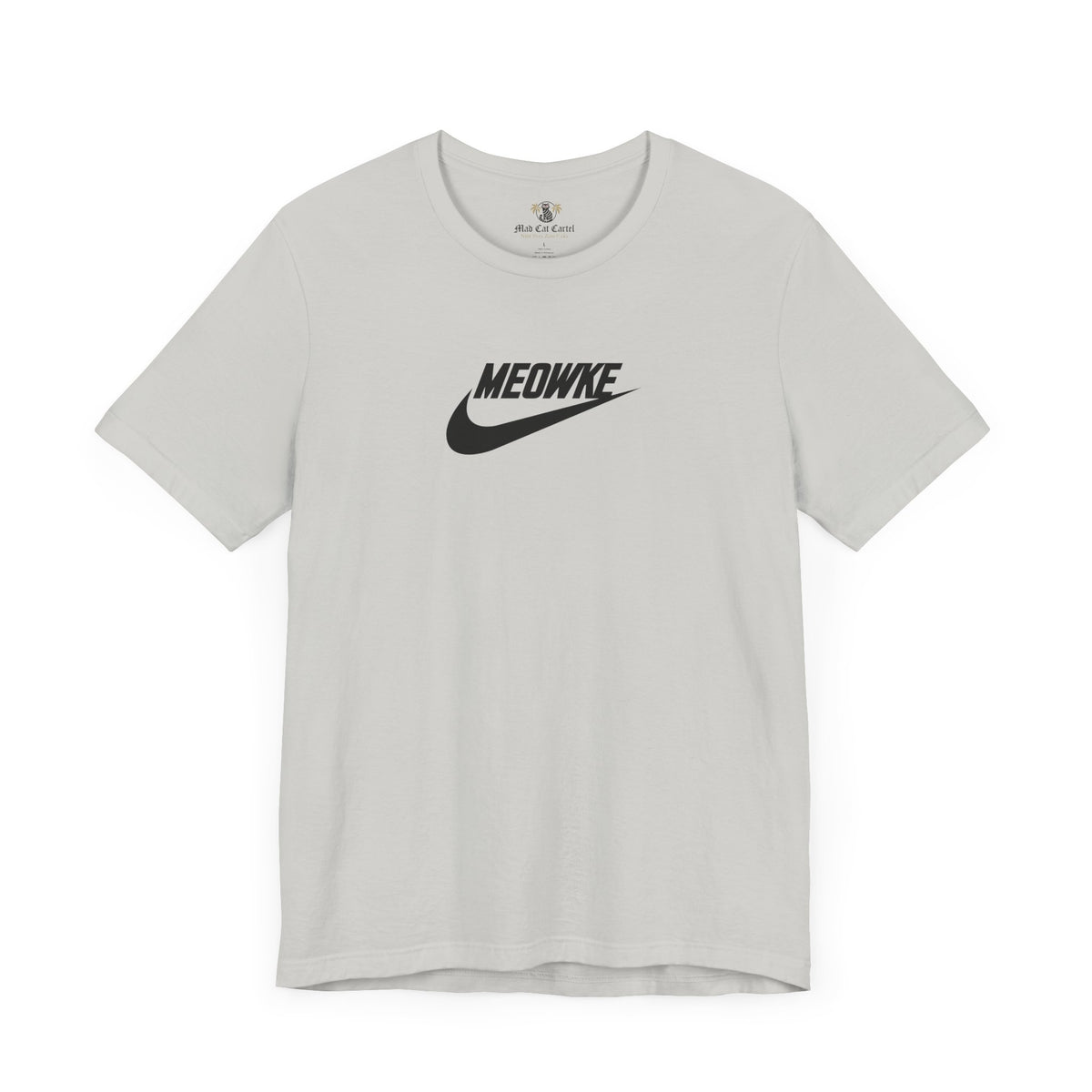 Meowke Essentials Chest Logo T-Shirt in silver, front view