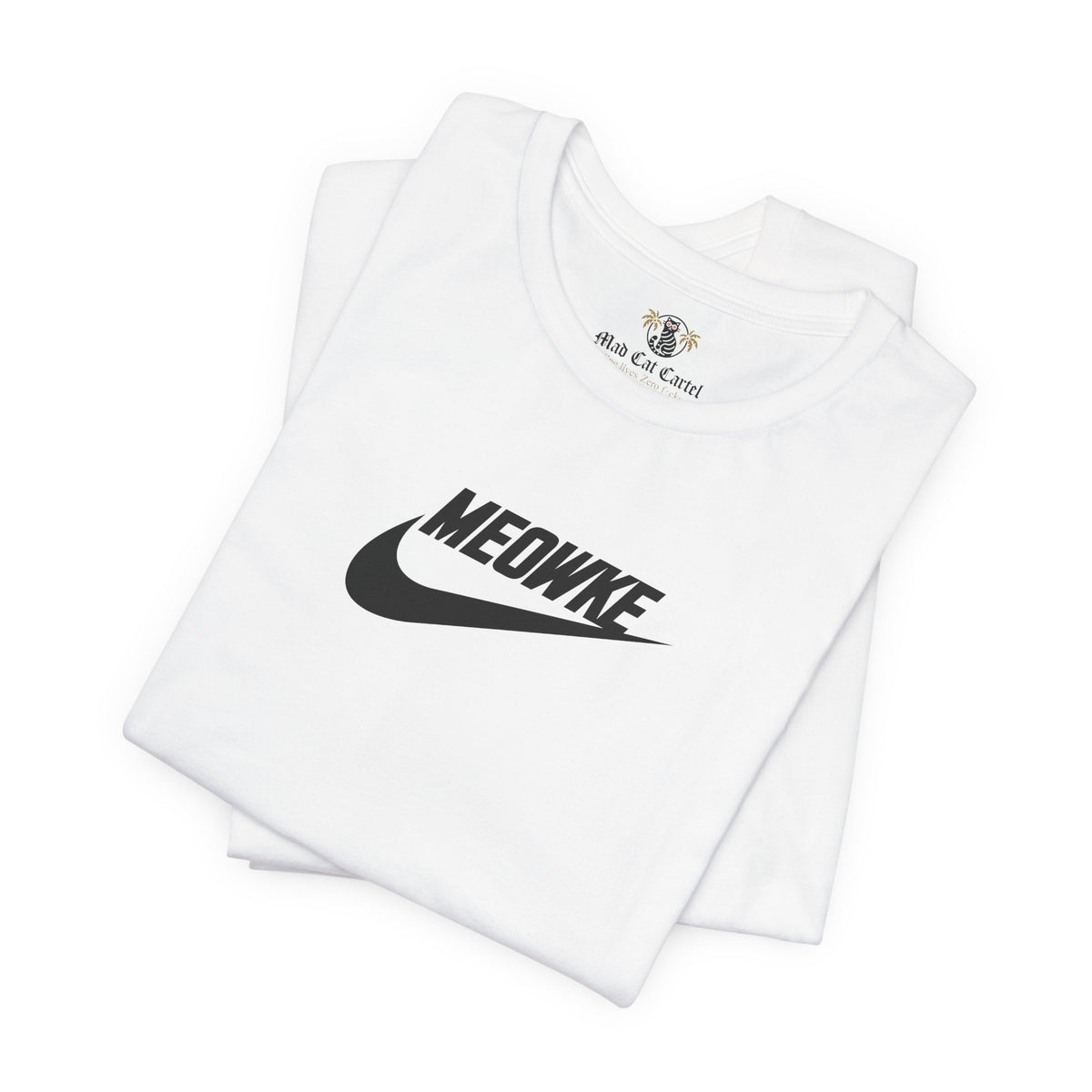 Meowke Essentials Chest Logo T-Shirt in white, folded
