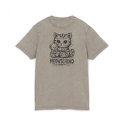 Meowschino Sketch Teddy Cat Acid Washed Graphic T-Shirt in dark khaki, front view