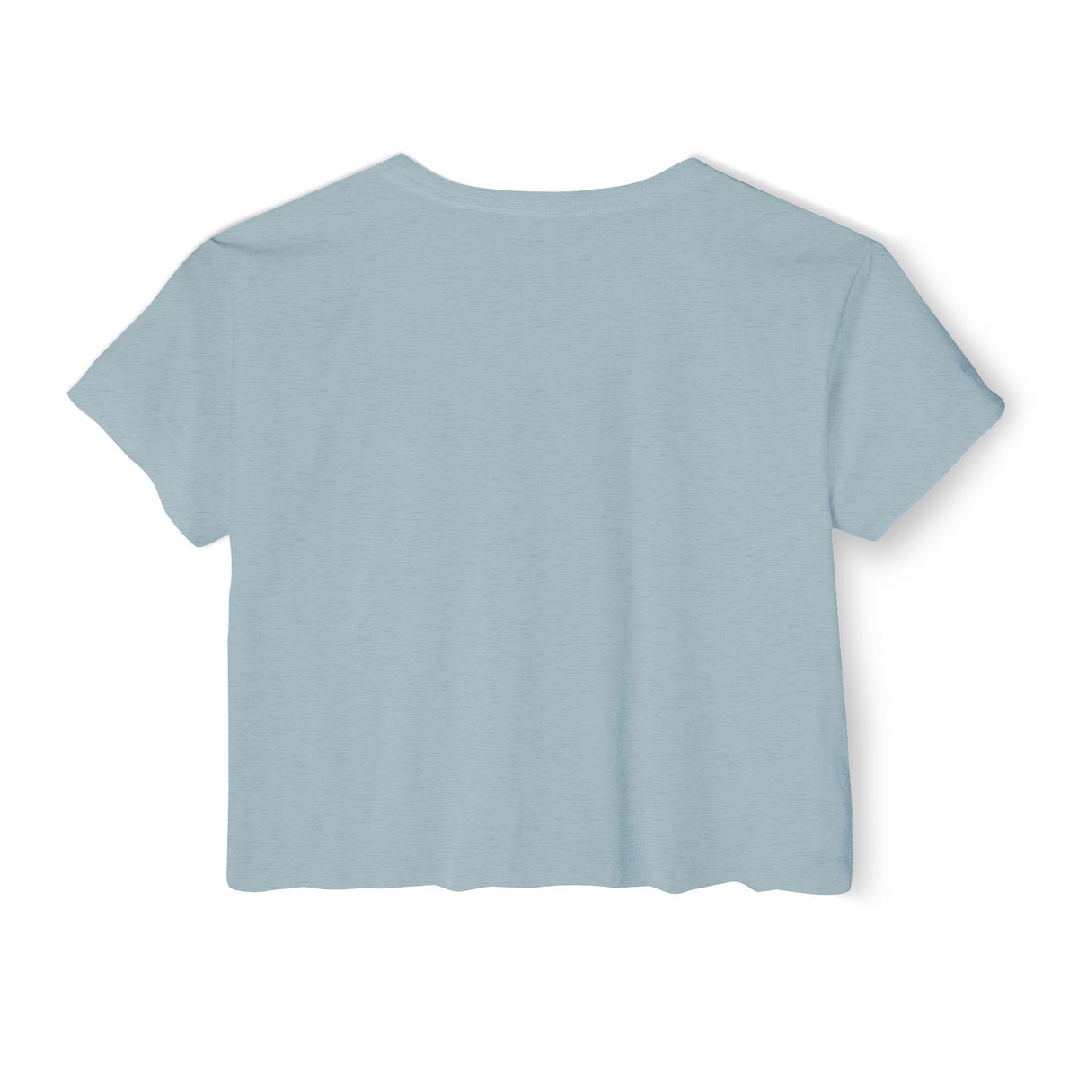 Meowschino Sketch Teddy Cat Women's Festival Crop Top in stonewash denim, back view