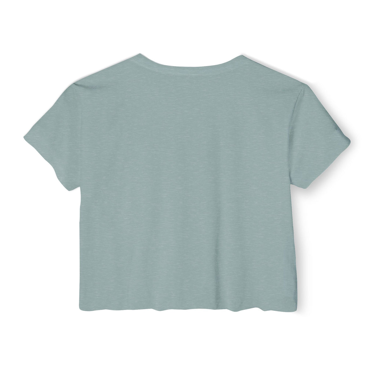 Meowschino Sketch Teddy Cat Women's Festival Crop Top in stonewash green, back view