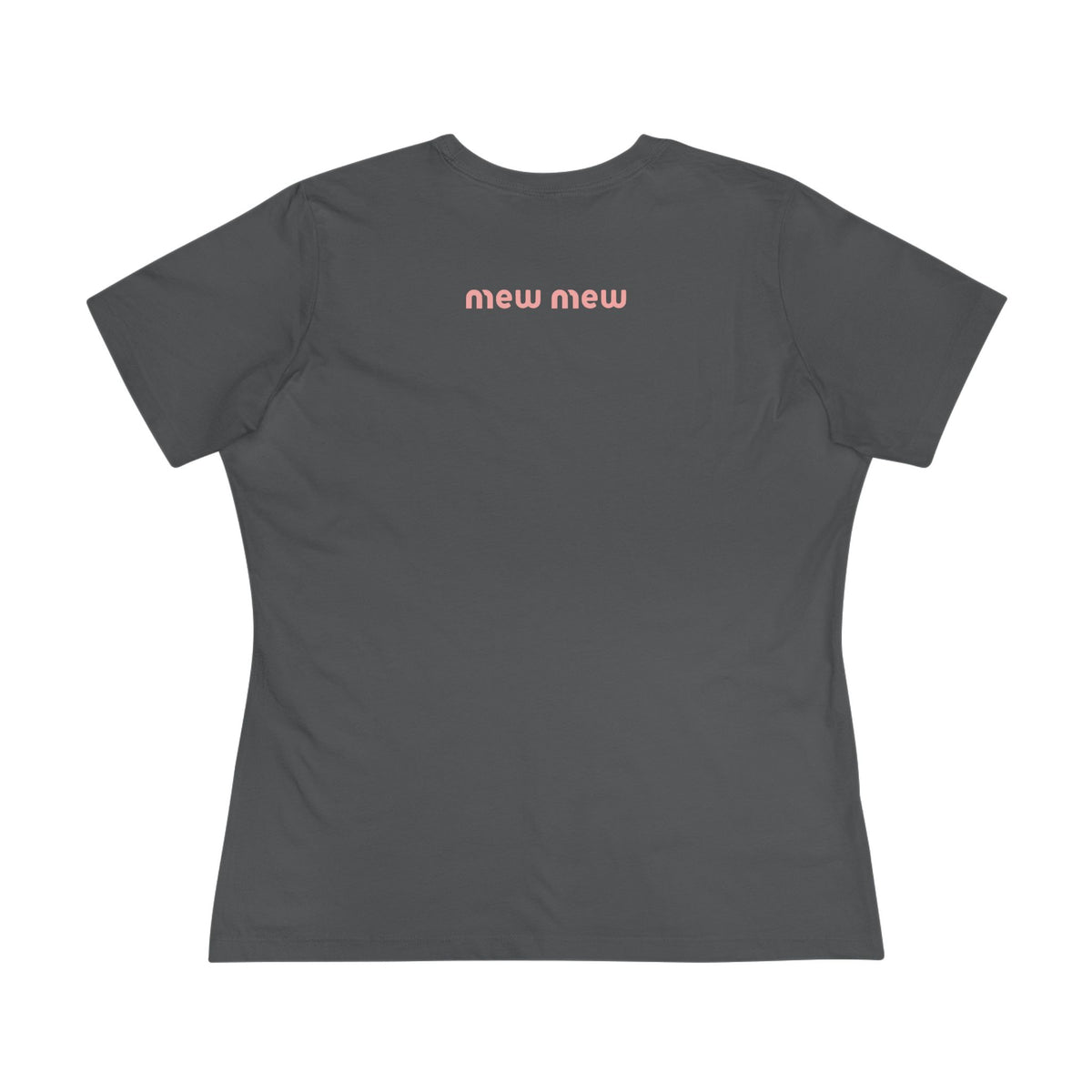 Mew Mew Cosmic Graphic Retro Cat Themed Women's T-Shirt in asphalt, back view