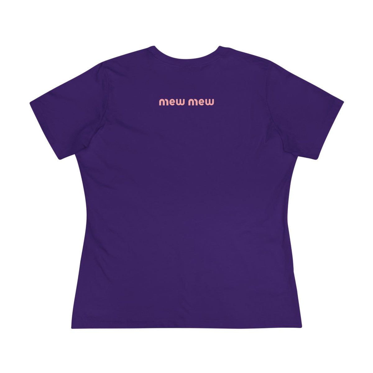 Mew Mew Cosmic Graphic Retro Cat Themed Women's T-Shirt in team purple, back view