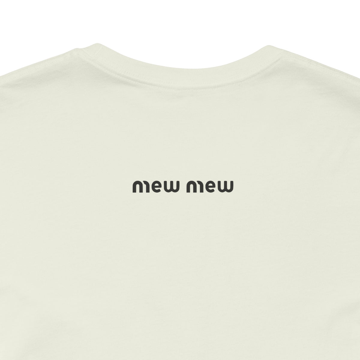 Mew Mew Iconic Hat Cat Graphic T-Shirt in citron, close-up of the back print