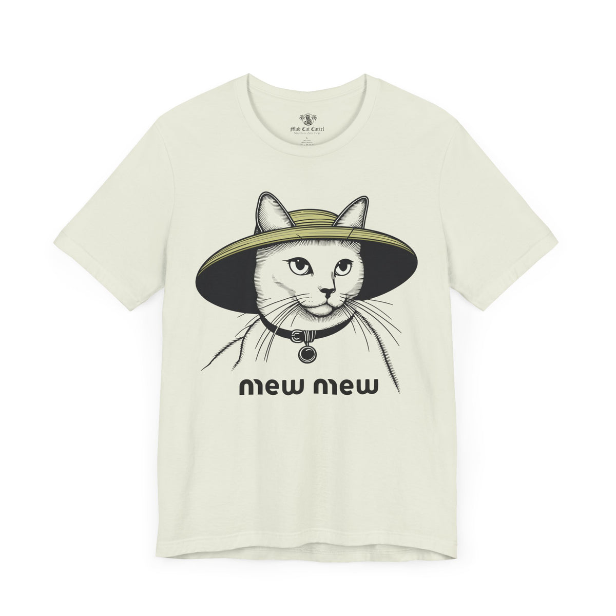 Mew Mew Iconic Hat Cat Graphic T-Shirt in citron, front view