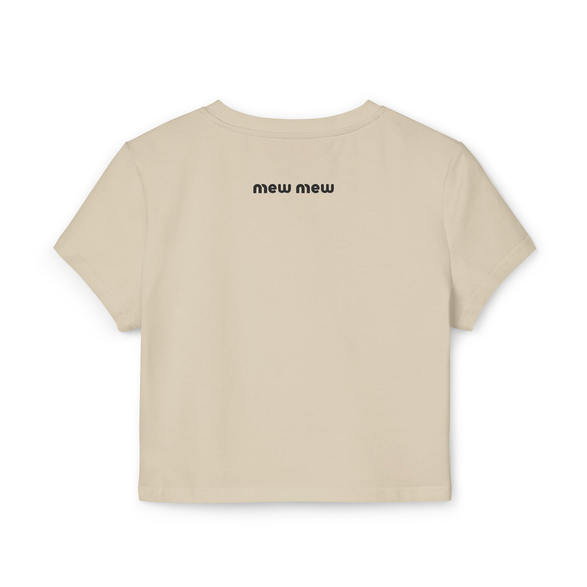 Mew Mew Iconic Hat Cat Graphic Women's Baby Tee in sand, back view
