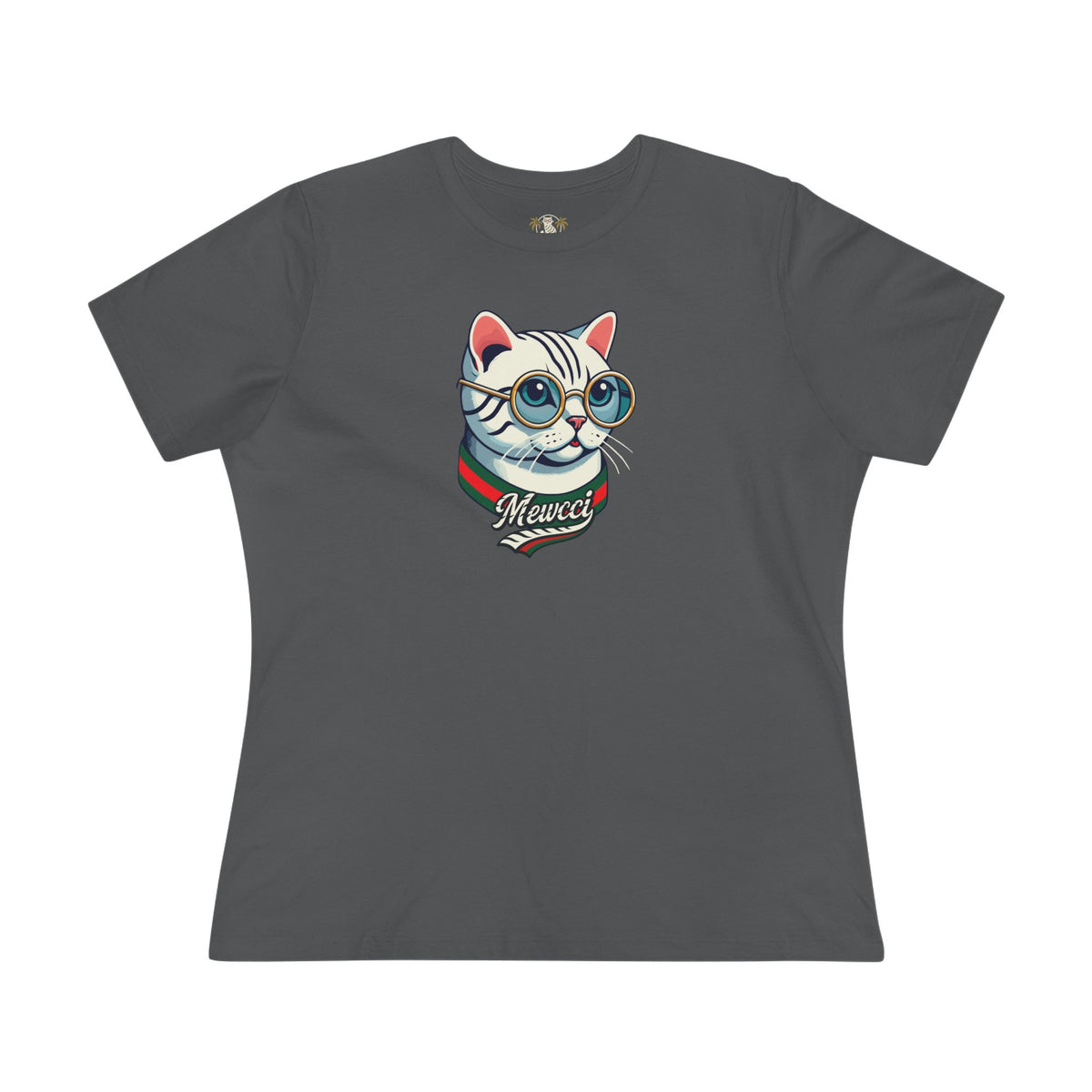 Mewcci Cat Icon Graphic Women's T-Shirt in asphalt, front view