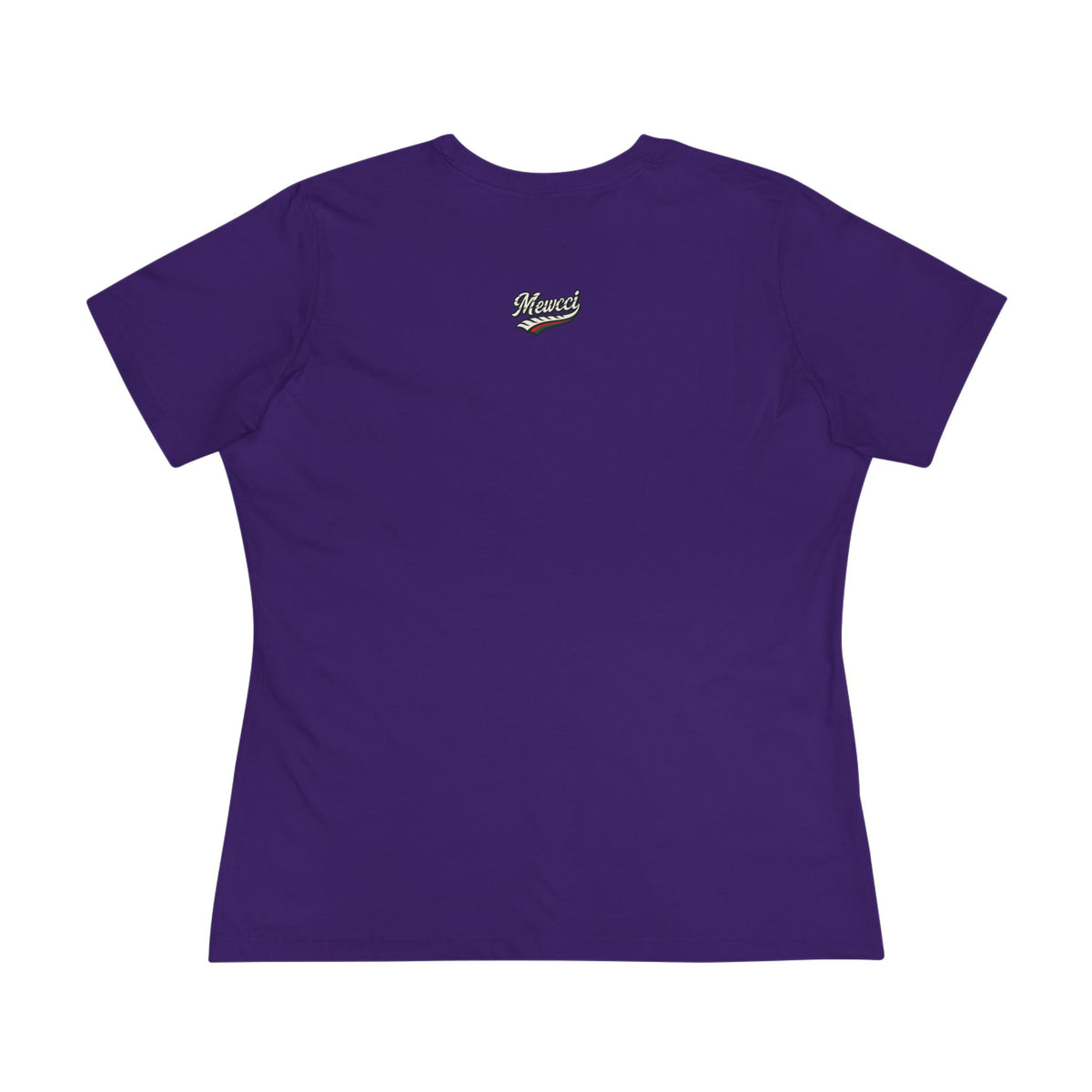 Mewcci Cat Icon Graphic Women's T-Shirt in team purple, back view