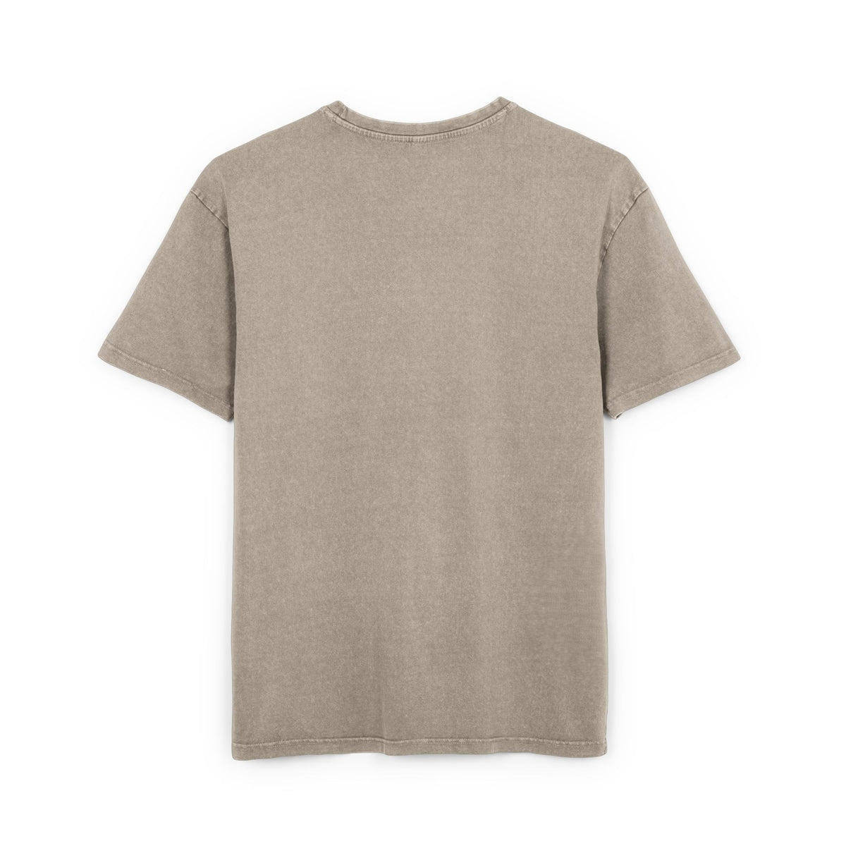 Mewcci Cat Pasta Sketch Acid Washed Khaki Oversized Men's T-Shirt in dark khaki, back view