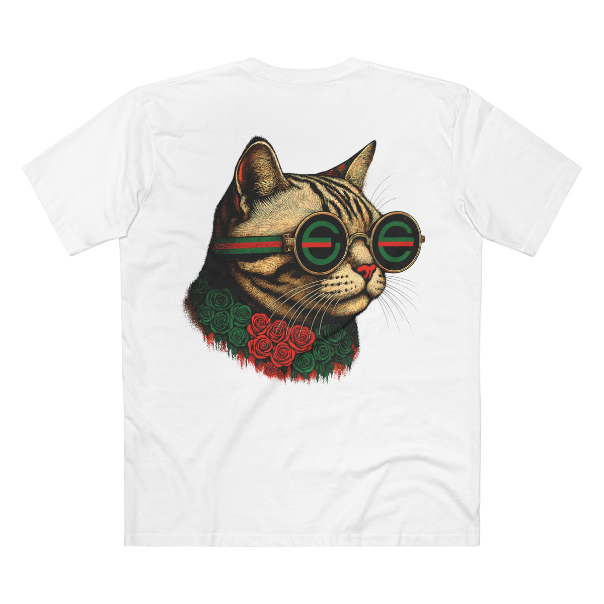 Mewcci Floral Vision Cat Graphic T-Shirt in white, back view