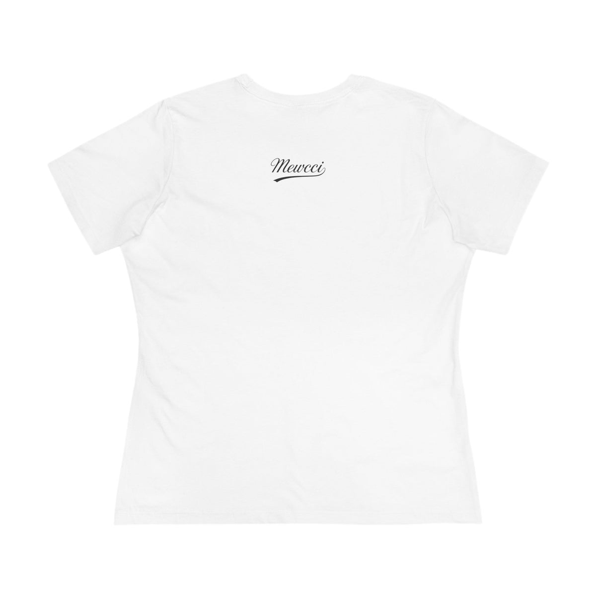 Mewcci Iconic Box Cat Graphic Women's T-Shirt in white, back view