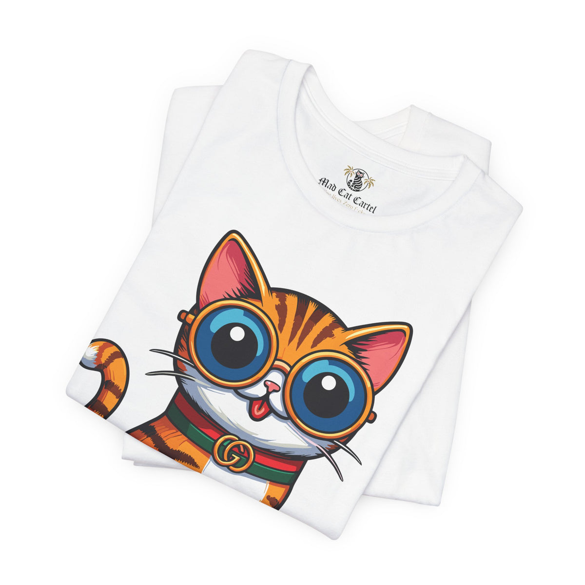 Mewcci Iconic Box Graphic T-Shirt in white, folded