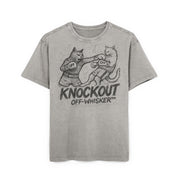 Off-Whisker Cat Knockout Acid Washed Cat Oversized T-Shirt in asphalt, front view