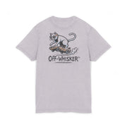 Off-Whisker Drift Cat Sketch Acid Washed T-Shirt in soft lilac, front view