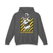 Off-Whisker Industrial Drip Cat Graphic Hoodie in pepper, front view