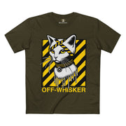 Off-Whisker Industrial Drip Cat Graphic T-Shirt in army, front view