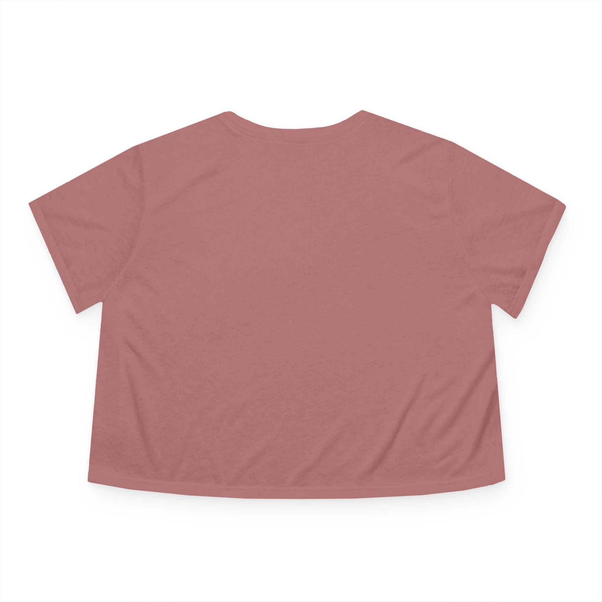 Off-Whisker Mechanical Feline Unit Graphic Women's Flowy Crop Top in mauve, back view