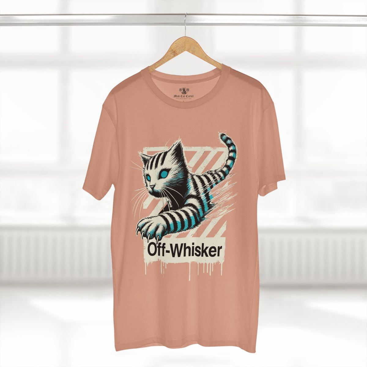 Off-Whisker Phantom Pounce Graphic T-Shirt in pale pink, on a hanger