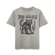 Paw Angels Hellcat Acid Washed Cat Graphic Men's Oversized T-Shirt in asphalt, front view