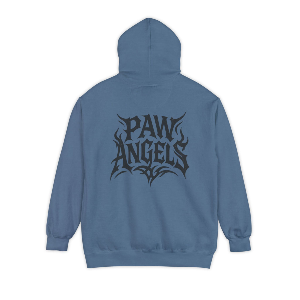 Paw Angels Hellcat Graphic Hoodie in blue jean, back view