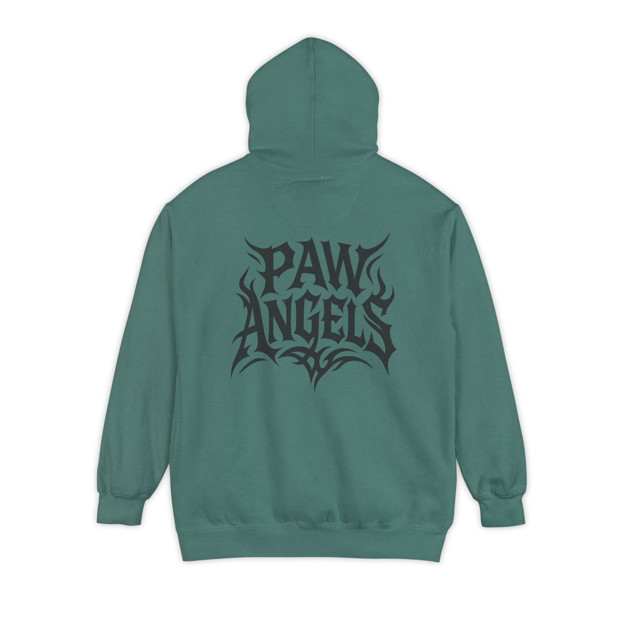 Paw Angels Hellcat Graphic Hoodie in light green, back view