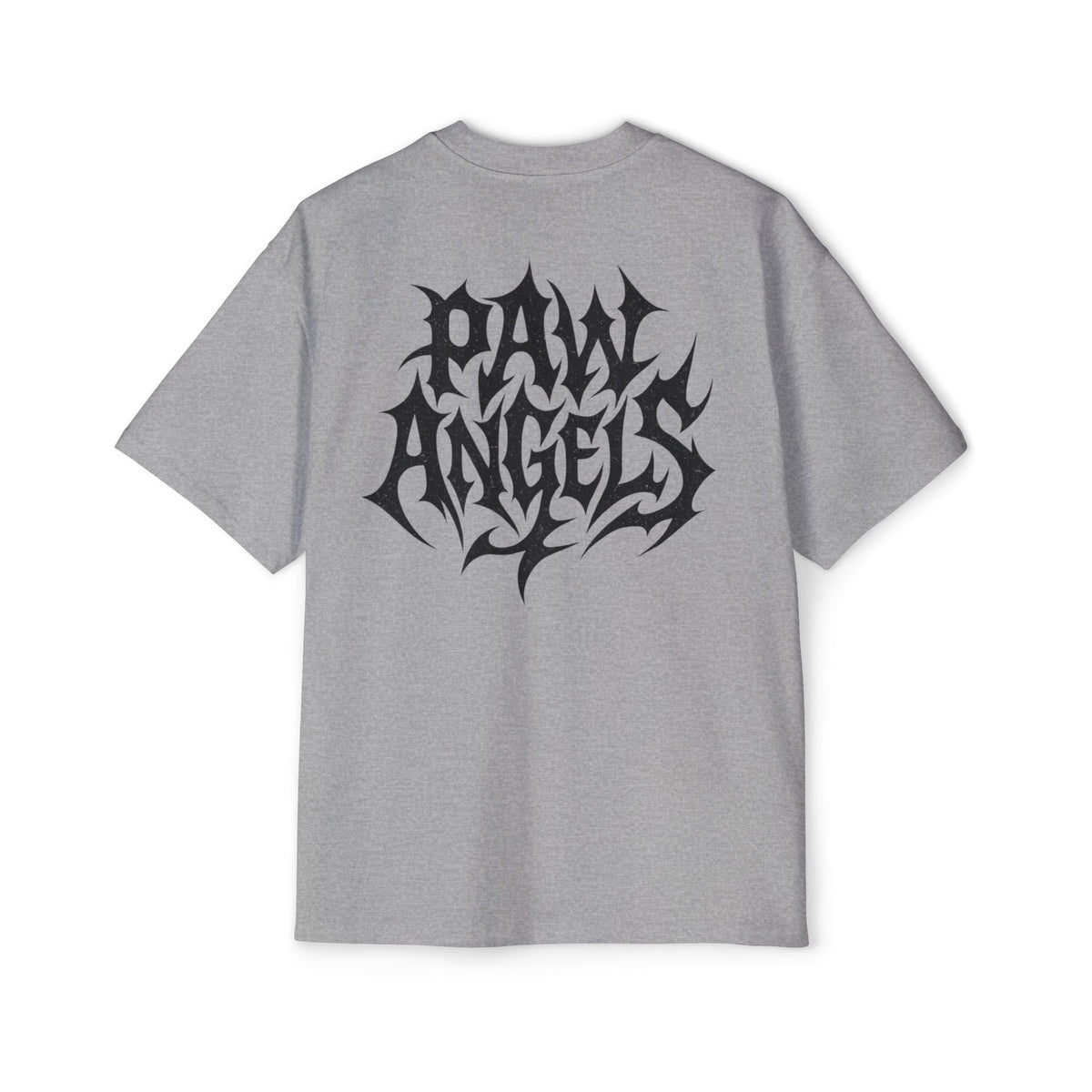 Paw Angels Hellcat Graphic Men's Oversized T-Shirt in athletic heather, back view