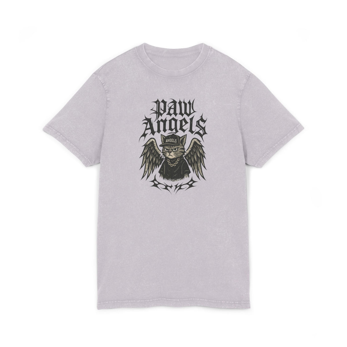 Paw Angels Rebel Angel Acid Washed T-Shirt in soft lilac, front view