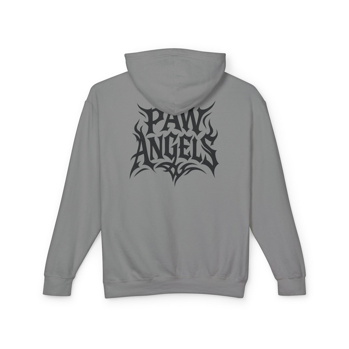 Paw Angels Rebel Angel Cat Graphic Hoodie in grey, back view