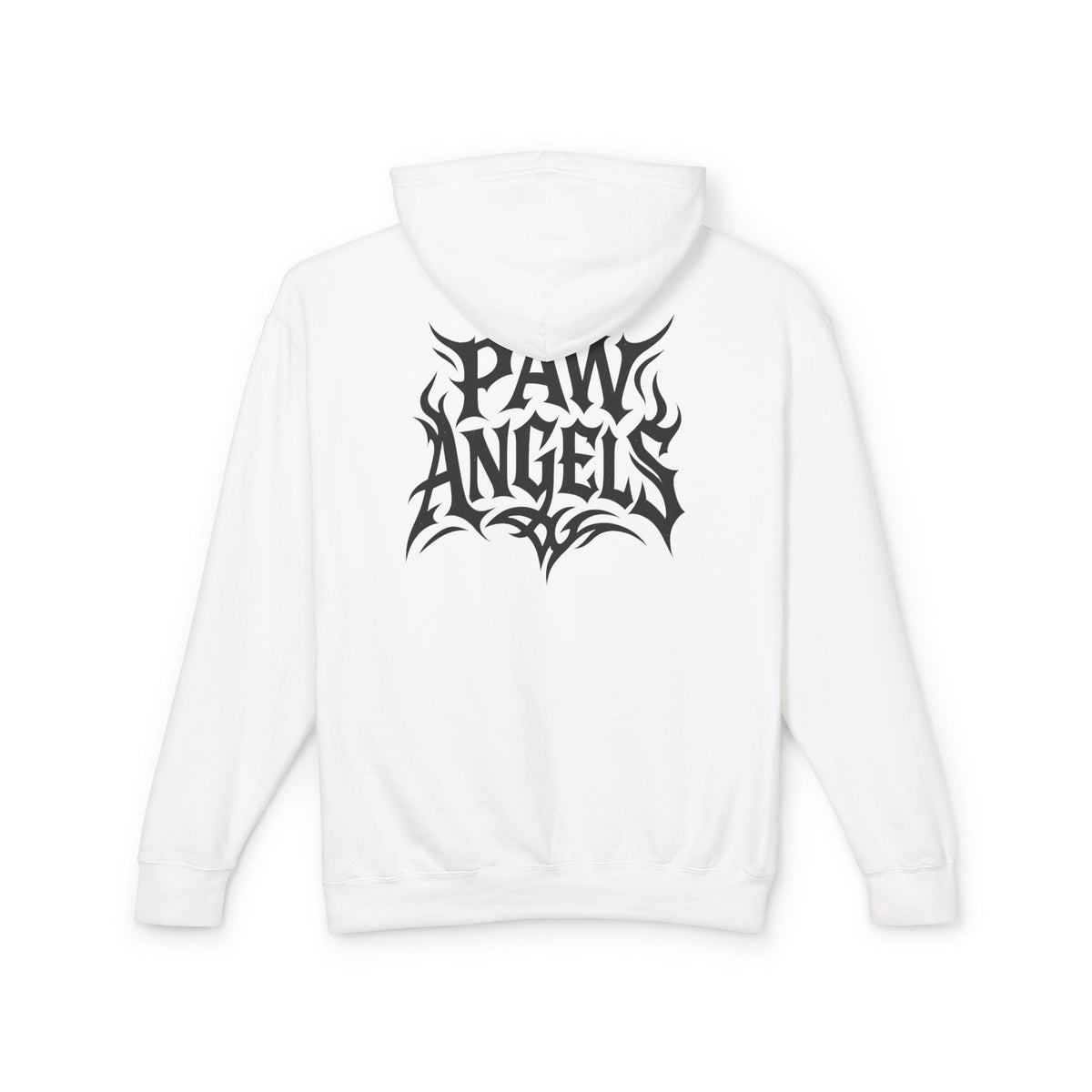 Paw Angels Rebel Angel Cat Graphic Hoodie in white, back view