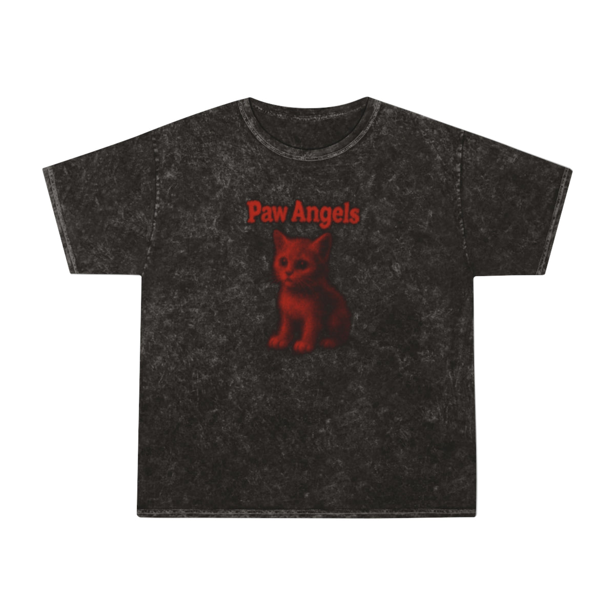 Paw Angels Red Kitty Aura Mineral Wash T-Shirt in mineral black, front view