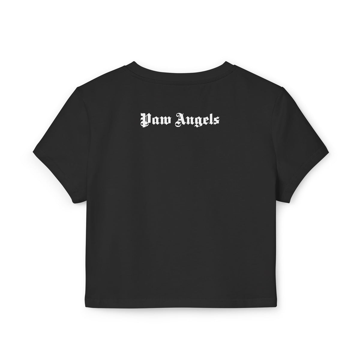Paw Angels Spray Cat Graphic Women's Baby Tee in black, back view