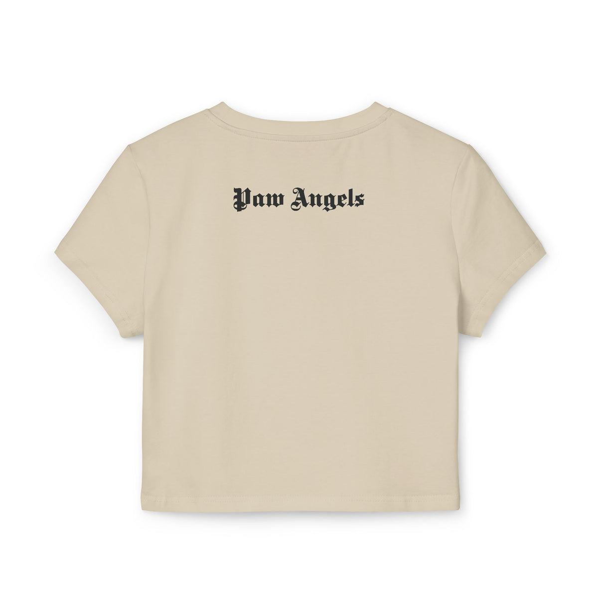 Paw Angels Spray Cat Graphic Women's Baby Tee in sand, back view