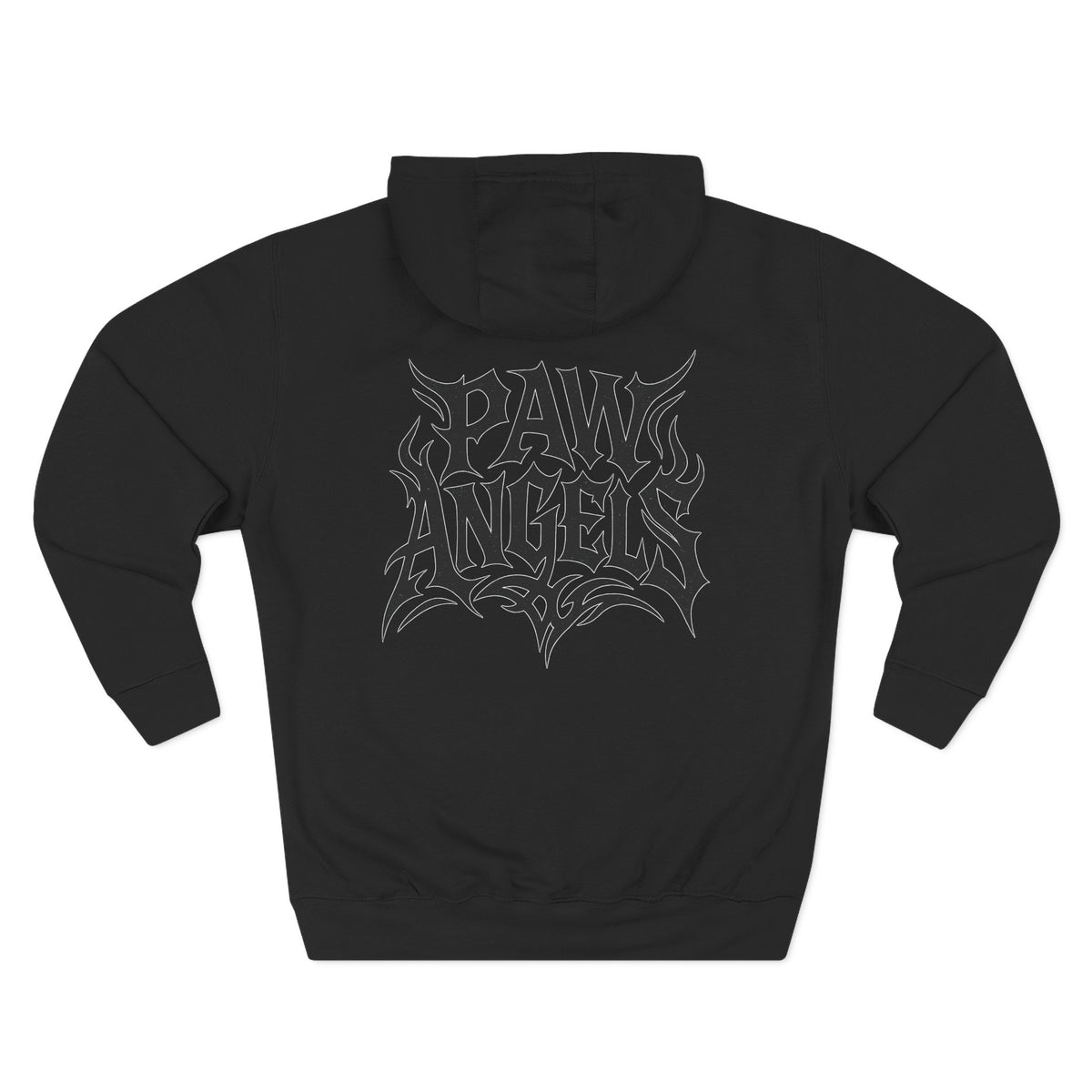 Paw Angels Tribal Logo Graphic Hoodie in black, back view