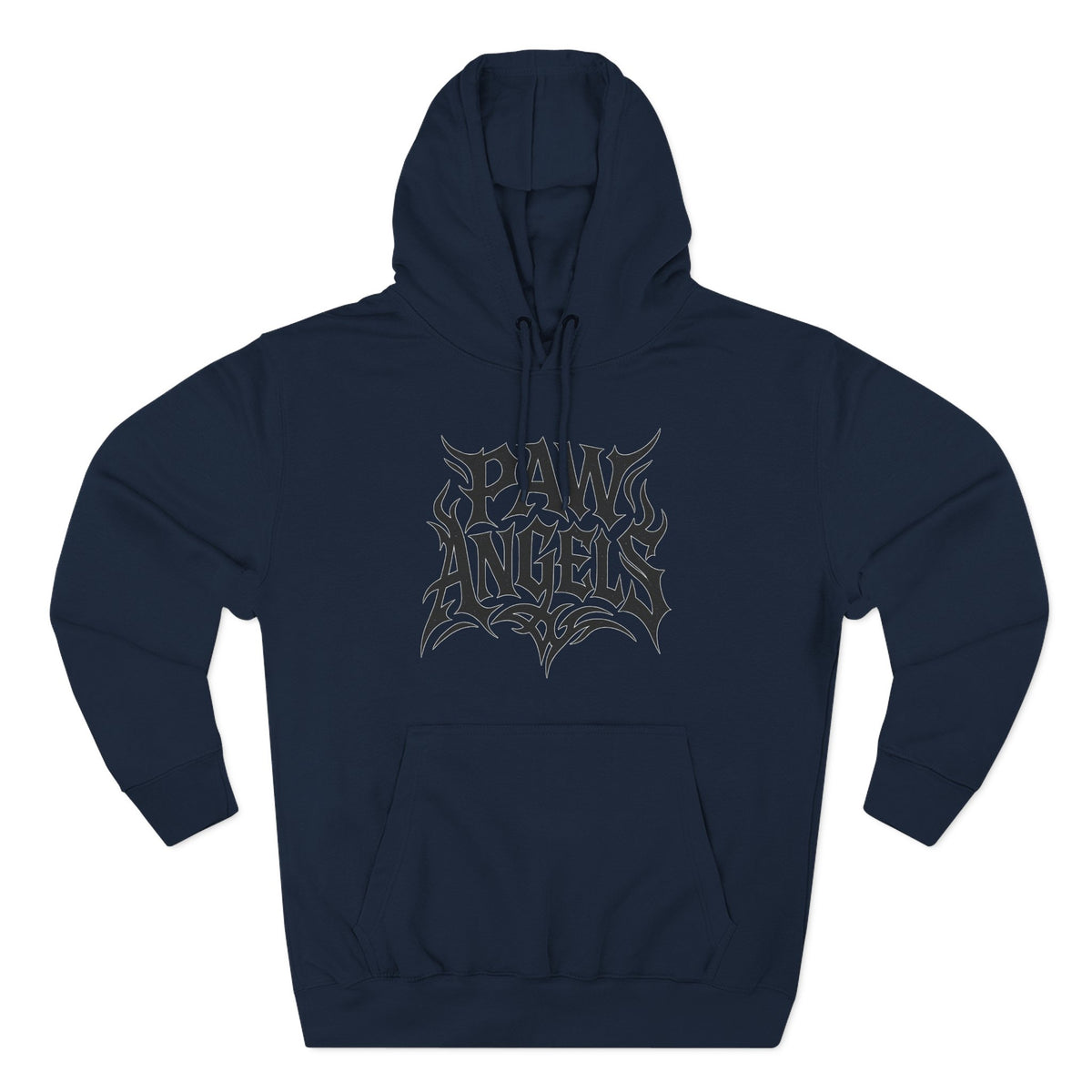 Paw Angels Tribal Logo Graphic Hoodie in navy, front view