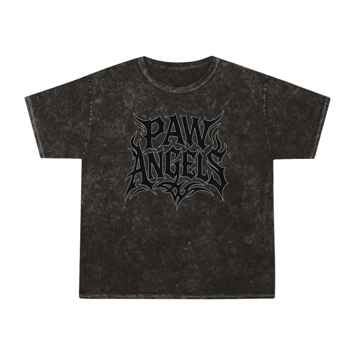 Paw Angels Tribal Logo Mineral Wash T-Shirt in mineral black, front view