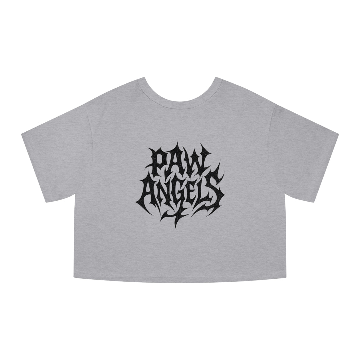 Paw Angels x Champion Hellcat Graphic Cropped T-Shirt in oxford grey, back view