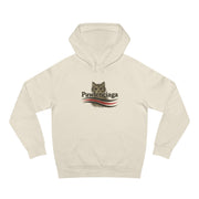 Pawlenciaga Airbrush Cat Designer Parody Logo Ecru Hoodie, flat lay