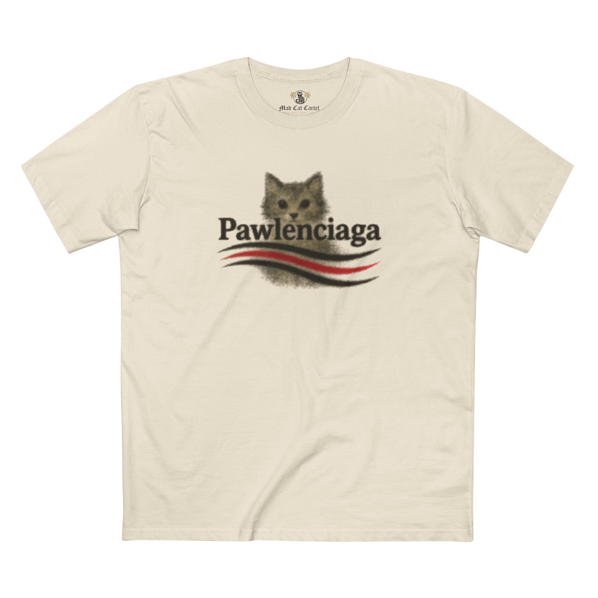 Pawlenciaga Airbrush Cat Parody Logo T Shirt, cat print clothing