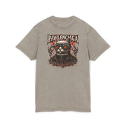 Pawlenciaga Apocalypse Cat Graphic Acid Washed T-Shirt in dark khaki, front view