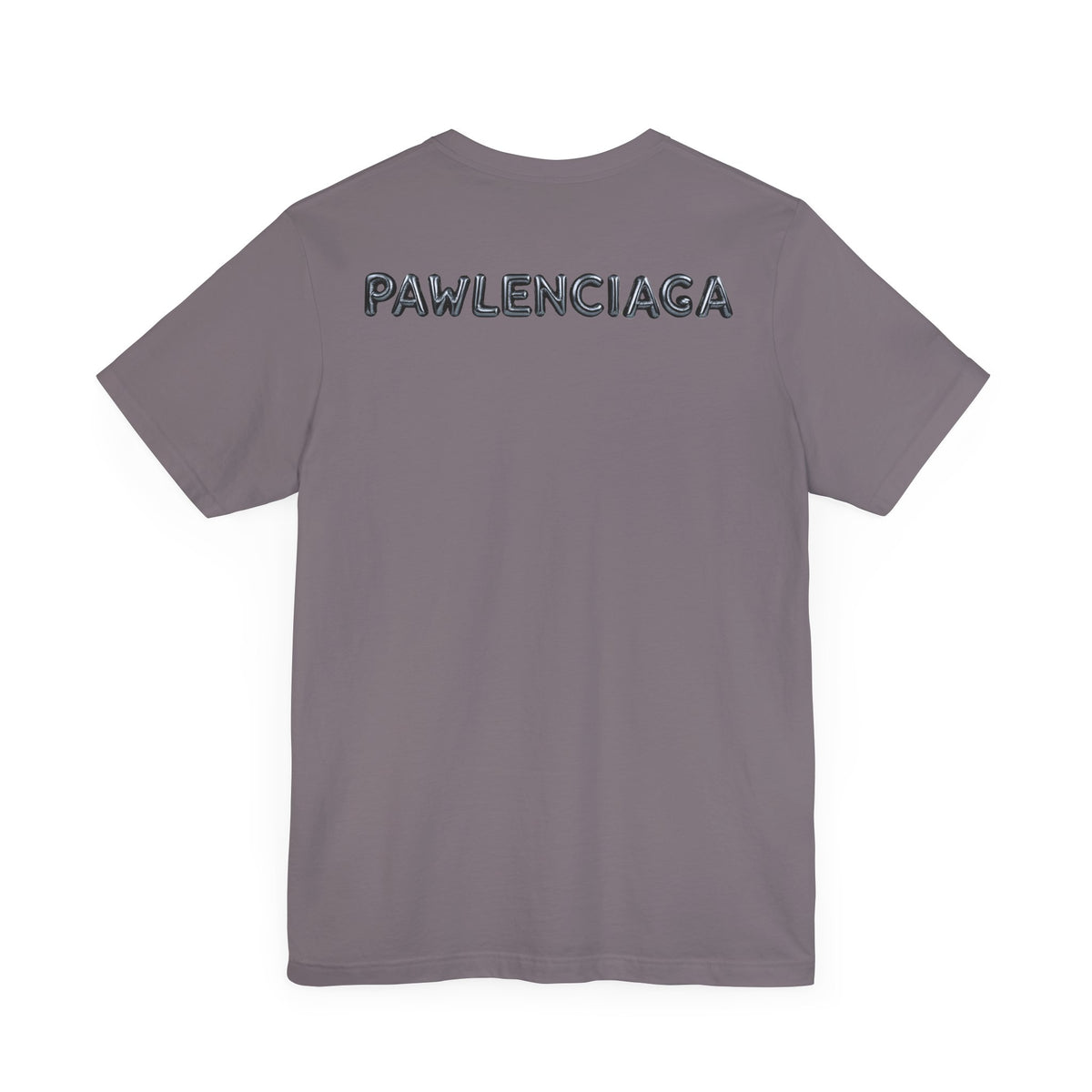 Pawlenciaga Cat Balloon Funny Graphic T-Shirt in storm, back view