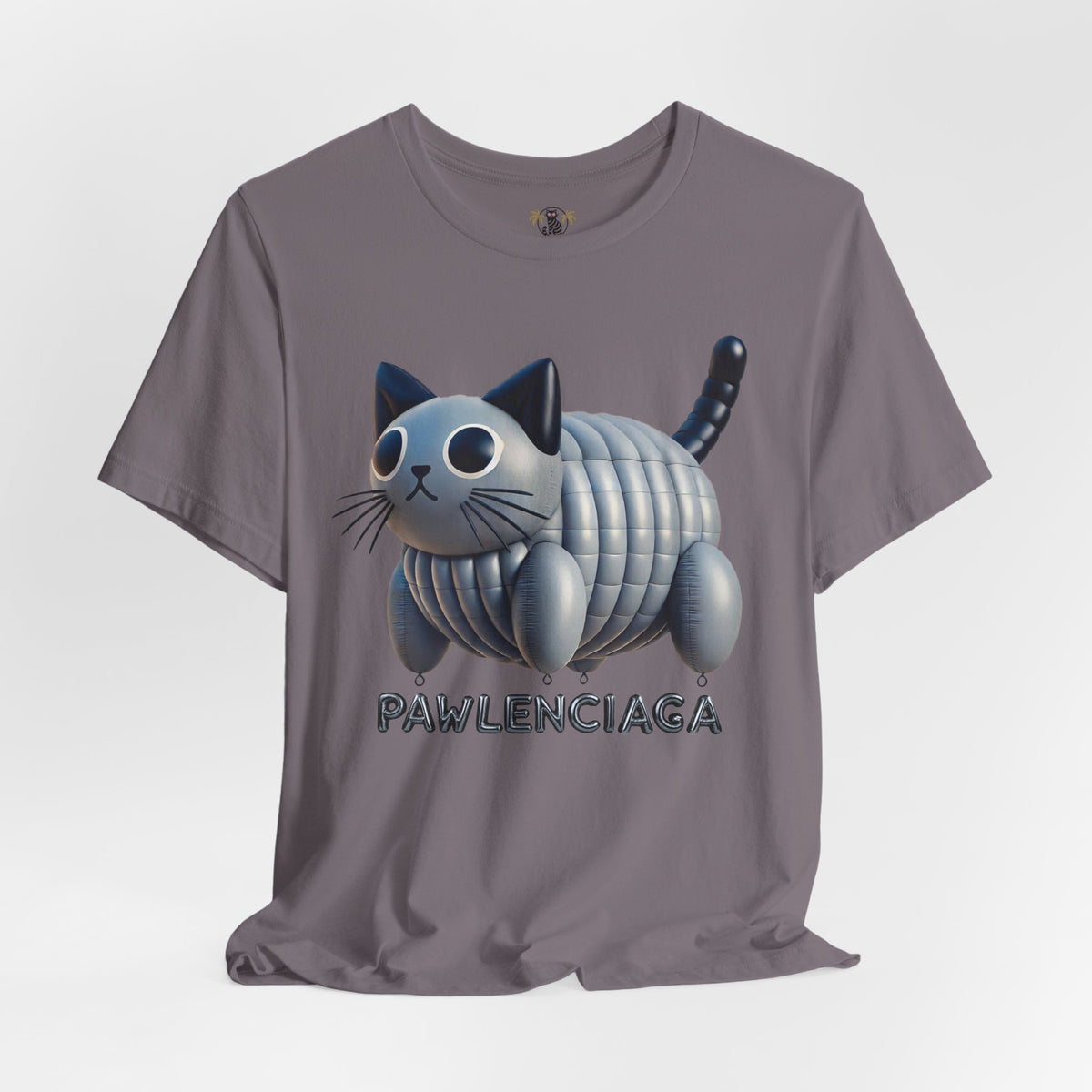 Pawlenciaga Cat Balloon Funny Graphic T-Shirt in storm, front view