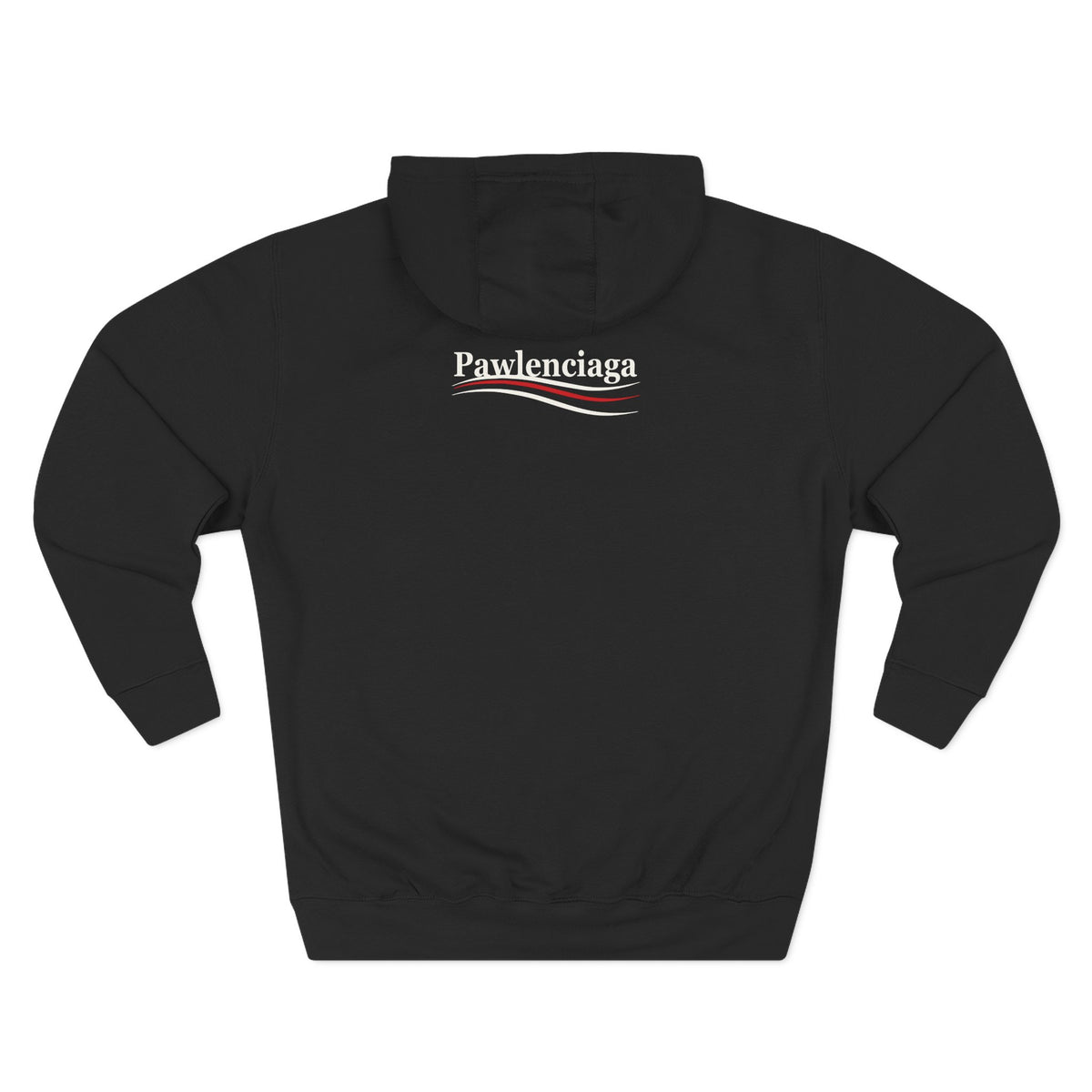 Pawlenciaga Cat With Goggles Back Pose Graphic Black Hoodie, back view