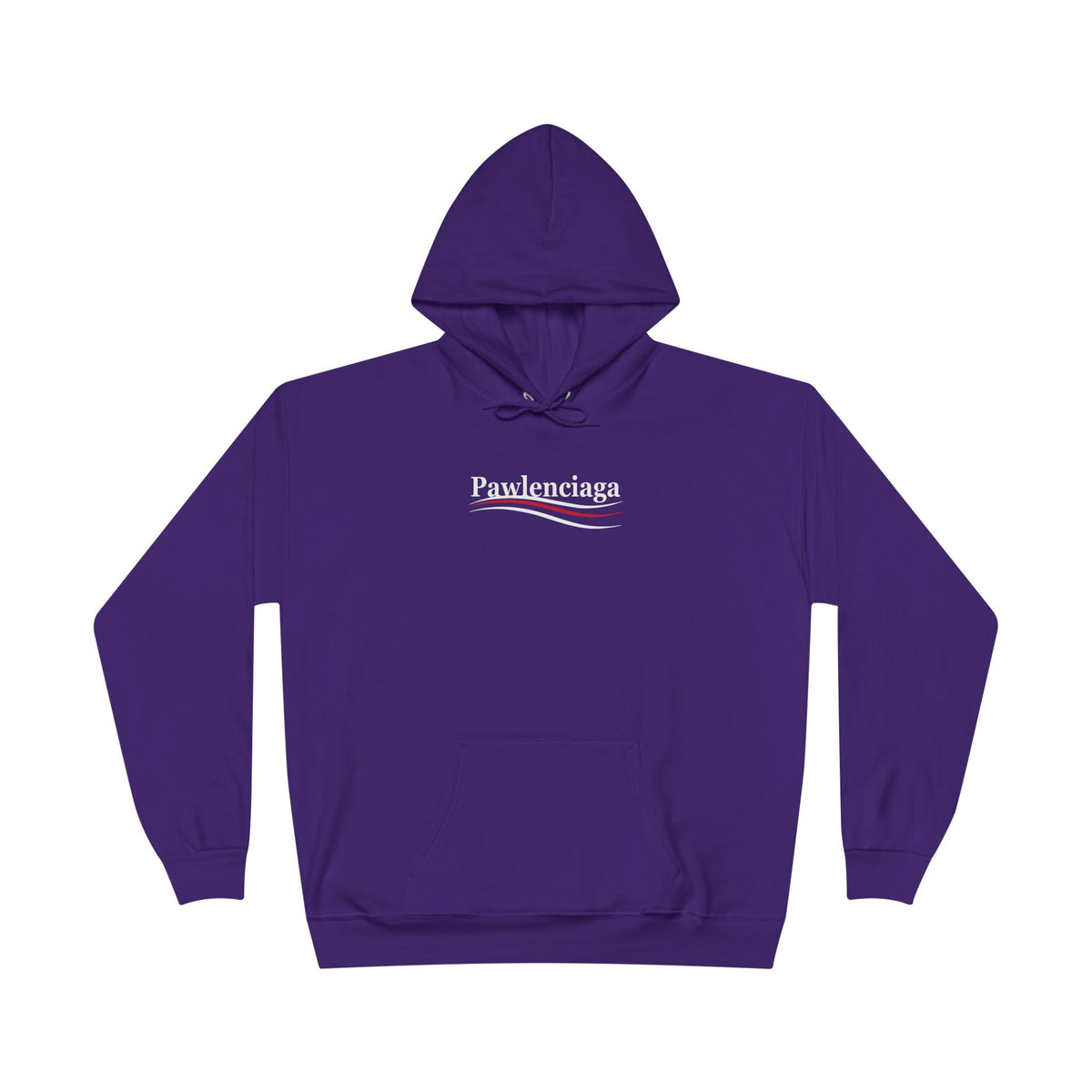 Pawlenciaga Chest Logo Graphic Hoodie in athletic purple, front view