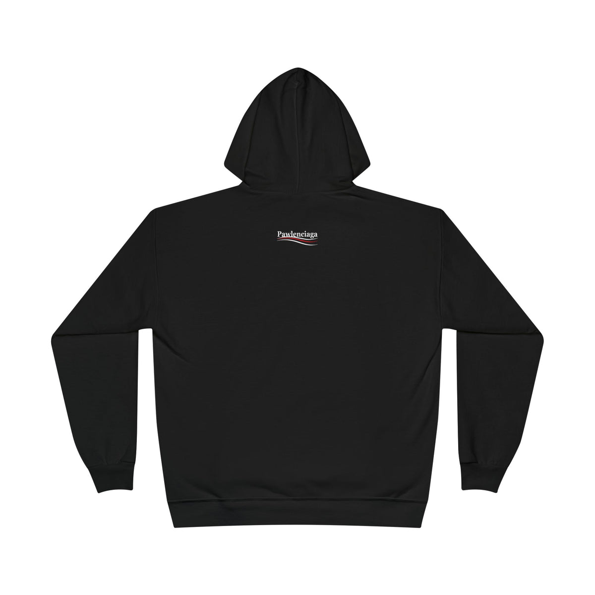 Pawlenciaga Chest Logo Graphic Hoodie in black, front view