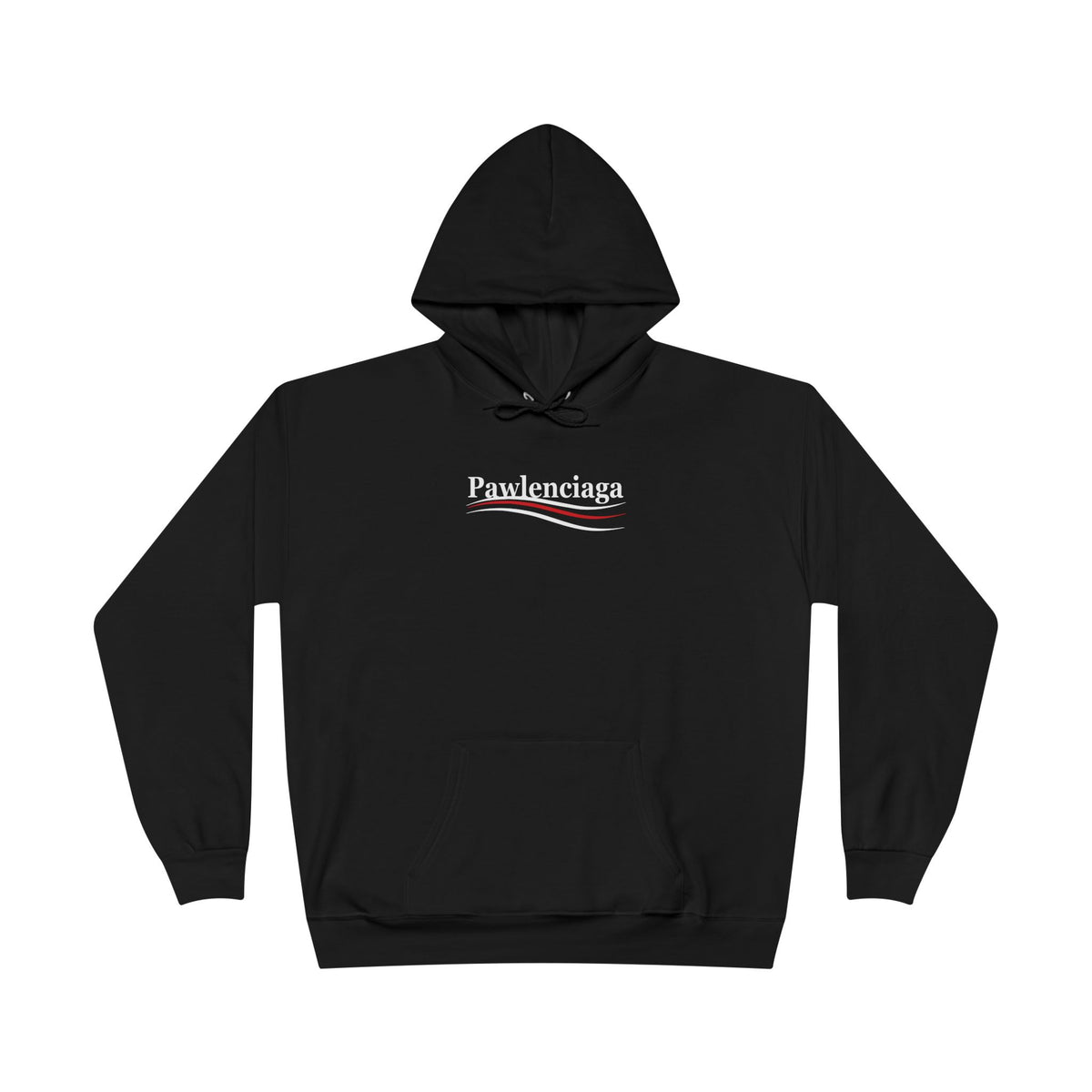 Pawlenciaga Chest Logo Graphic Hoodie in black, front view