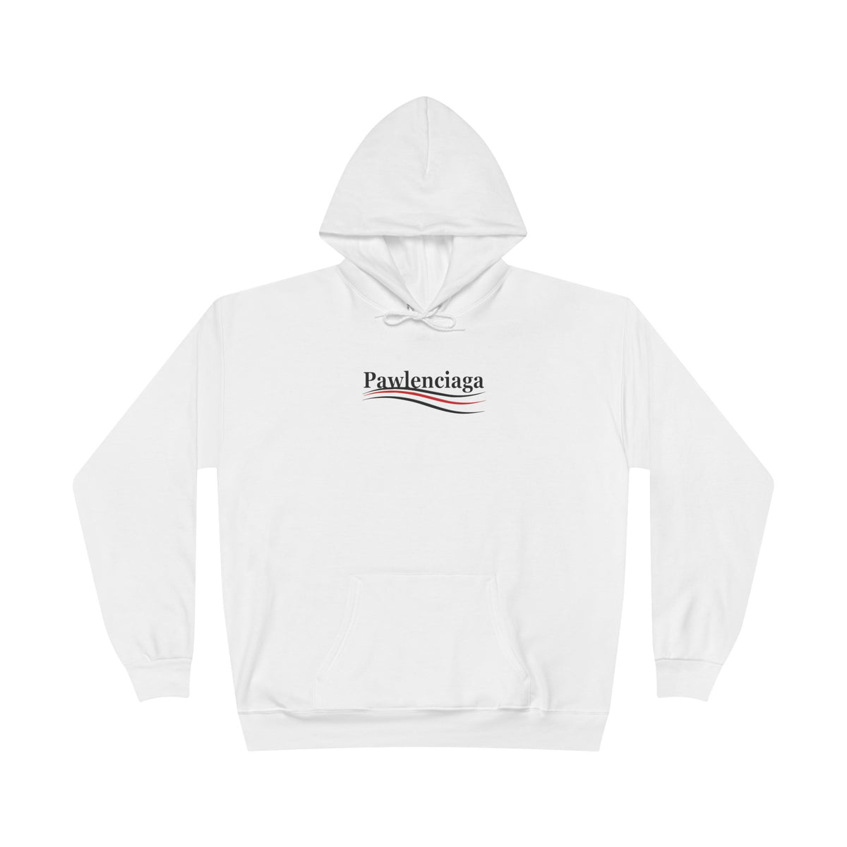 Pawlenciaga Chest Logo Graphic Hoodie in white, front view