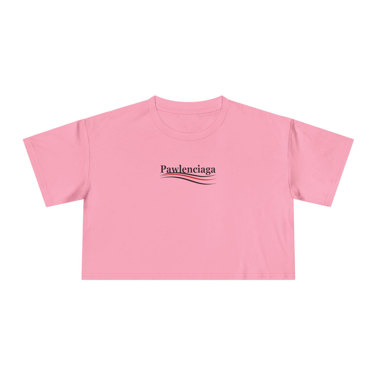 Pawlenciaga Chest Logo Women's Crop Top in bubblegum, front view